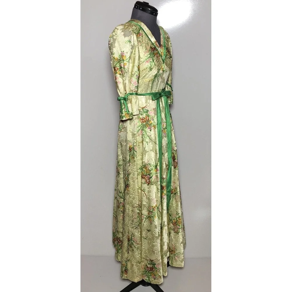 Vintage 1970s Boho Dress Floral Brocade Maxi Dress Festival Gown STAINED XS - Picture 6 of 16